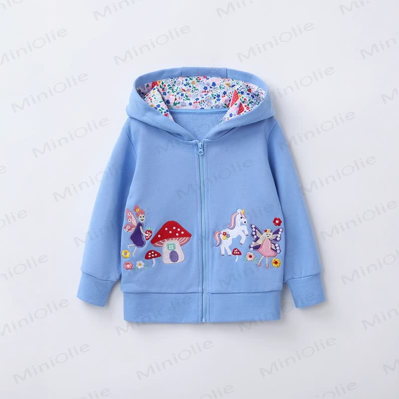 Felpa con cappuccio e zip a forma di fungo per bambina - Blu - 7 anni - image 1