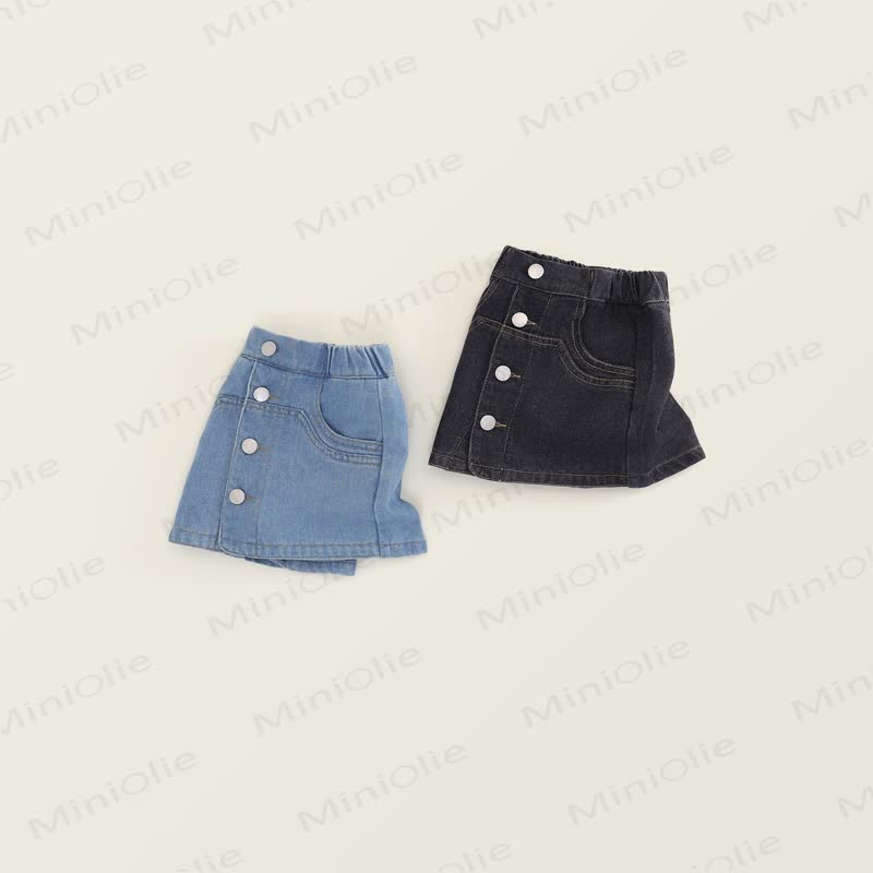 Pantaloncini in denim tinta unita per bambine - image 3