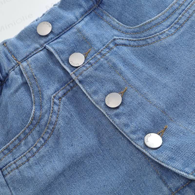 Pantaloncini in denim tinta unita per bambine - image 9