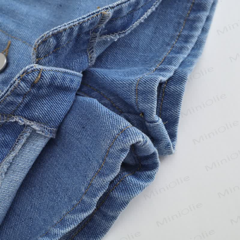 Pantaloncini in denim tinta unita per bambine - image 10