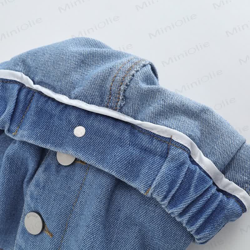 Pantaloncini in denim tinta unita per bambine - image 11