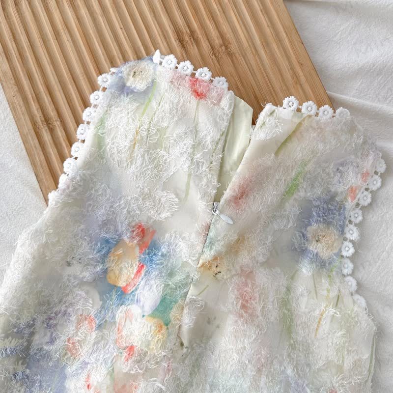 Vestito senza maniche a fiori beige per bambina - image 6