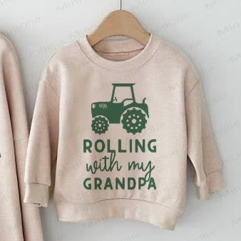 Felpa beige per bambini con scritta "NONNO/ANDANDO CON MIO NONNO" - image 3