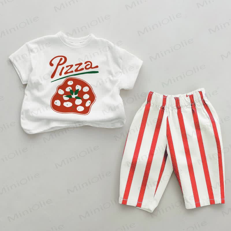 PIZZA Baby Set 2 pezzi a righe verticali rosse - Bianco e rosso - 2-3T - image 1