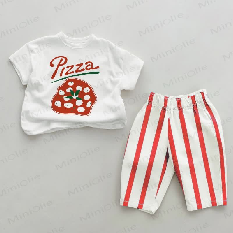 PIZZA Baby Set 2 pezzi a righe verticali rosse - Bianco e rosso - 2-3T - image 1