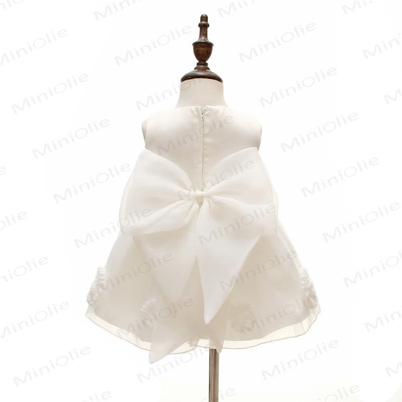 Vestito con fiocco bianco e fiori per bambina - image 5