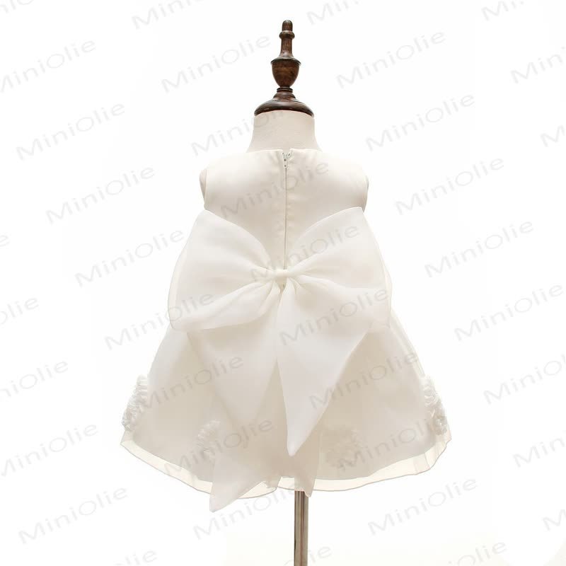 Vestito con fiocco bianco e fiori per bambina - image 5