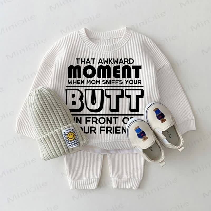 QUELL'IMBARAZZANTE MOMENTO IN CUI LA MAMMA TI ANNUSA IL SEDERE DAVANTI AI TUOI AMICI Set 2 pezzi Baby Waffle bianco - Bianco - 18-24 mesi - image 1