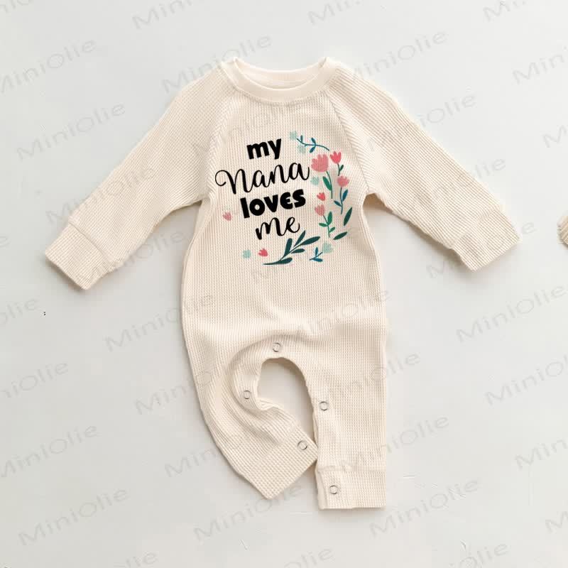 Tutina a nido d'ape per neonati "MY NANA LOVES ME" - Beige - 18-24 mesi - image 1