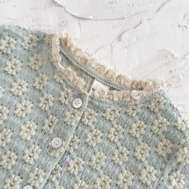 Completo in maglia da 2 pezzi con fiori ricamati per bambina - image 6