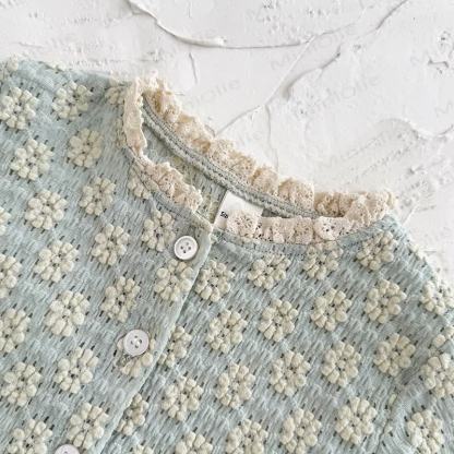 Completo in maglia da 2 pezzi con fiori ricamati per bambina - image 6