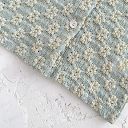 Completo in maglia da 2 pezzi con fiori ricamati per bambina - image 7