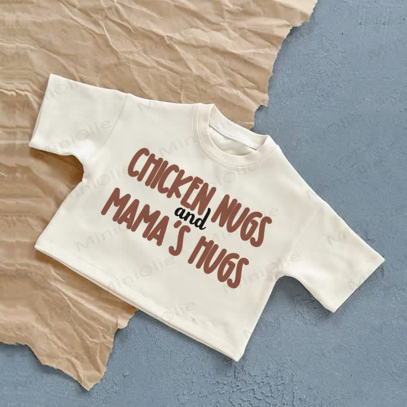 T-shirt casual estiva per neonati con CHICKEN NUGS E MAMA'S HUGS - Bianco - 2-3T - image 2