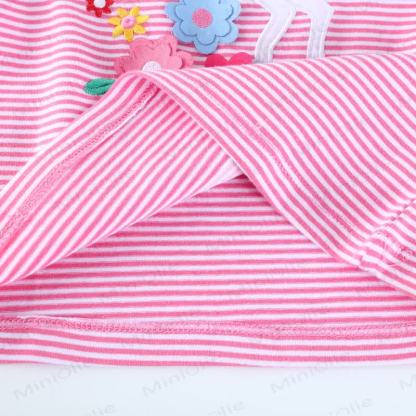 Maglietta a righe con fiori e pony per bambini - image 4