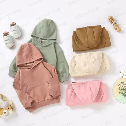Felpa con cappuccio in cotone tinta unita per neonati e bambini - image 1