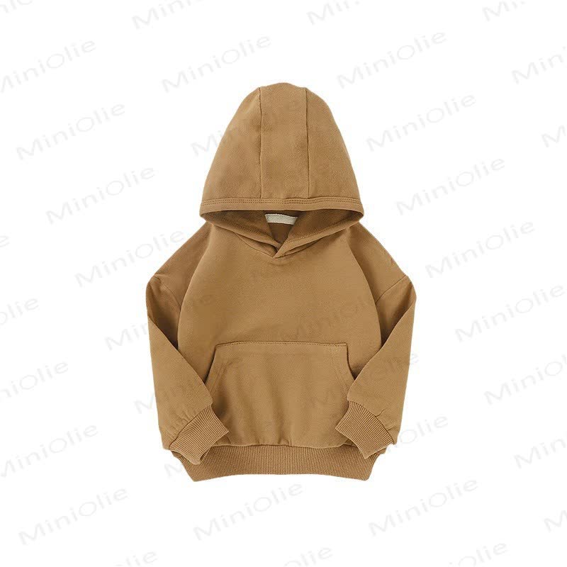 Felpa con cappuccio in cotone tinta unita per neonati e bambini - image 5