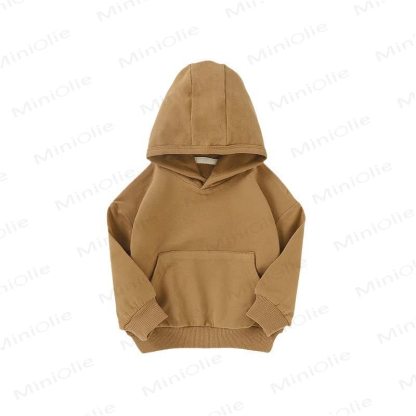 Felpa con cappuccio in cotone tinta unita per neonati e bambini - image 5