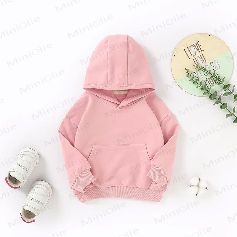 Felpa con cappuccio in cotone tinta unita per neonati e bambini - Rosa - 3T - image 7