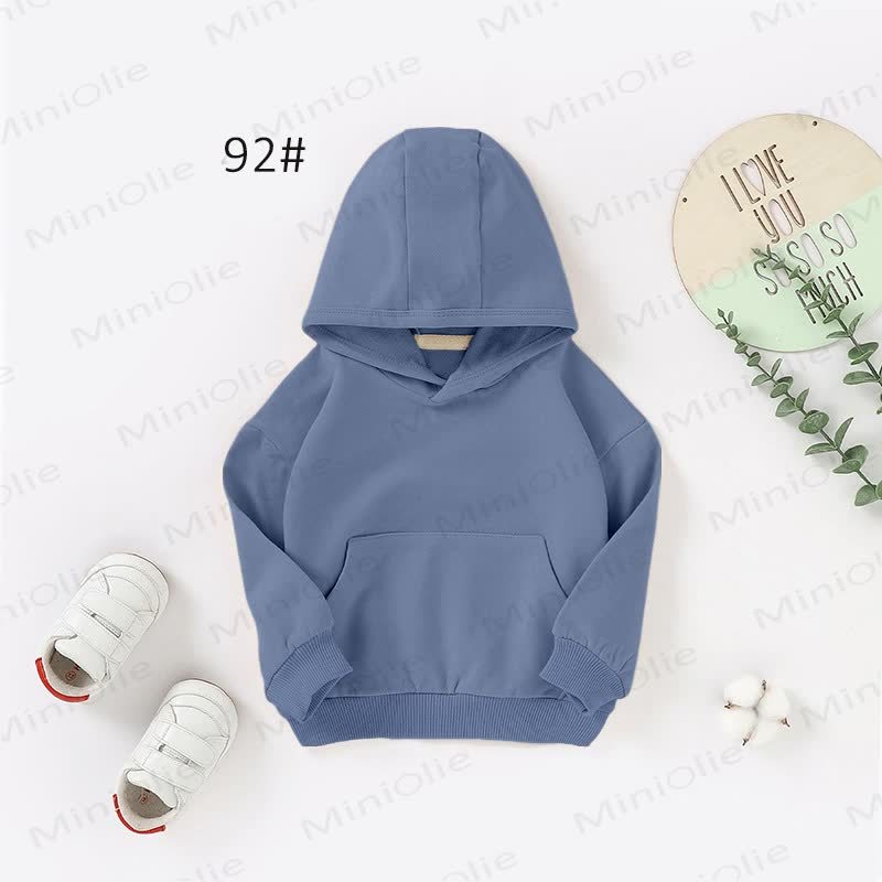 Felpa con cappuccio in cotone tinta unita per neonati e bambini - Blu - 3T - image 9