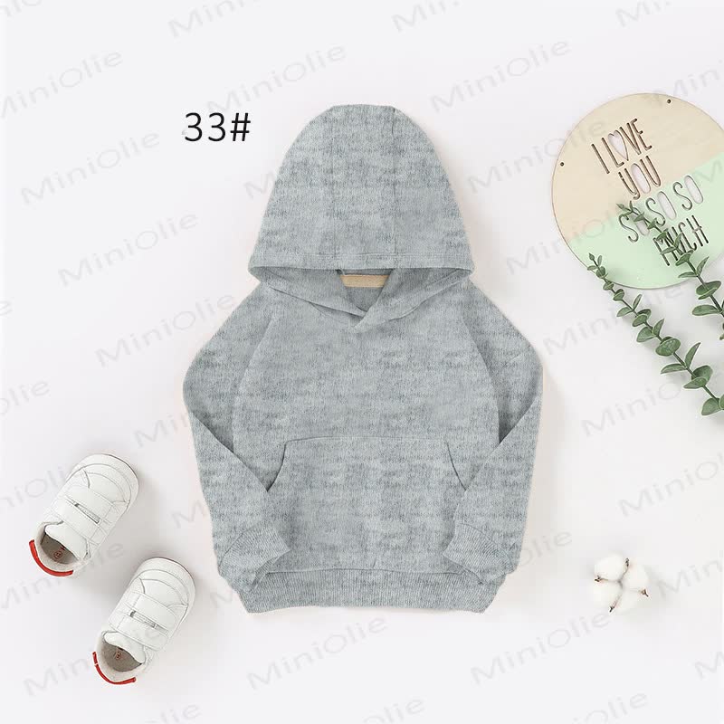 Felpa con cappuccio in cotone tinta unita per neonati e bambini - Grigio - 3T - image 8
