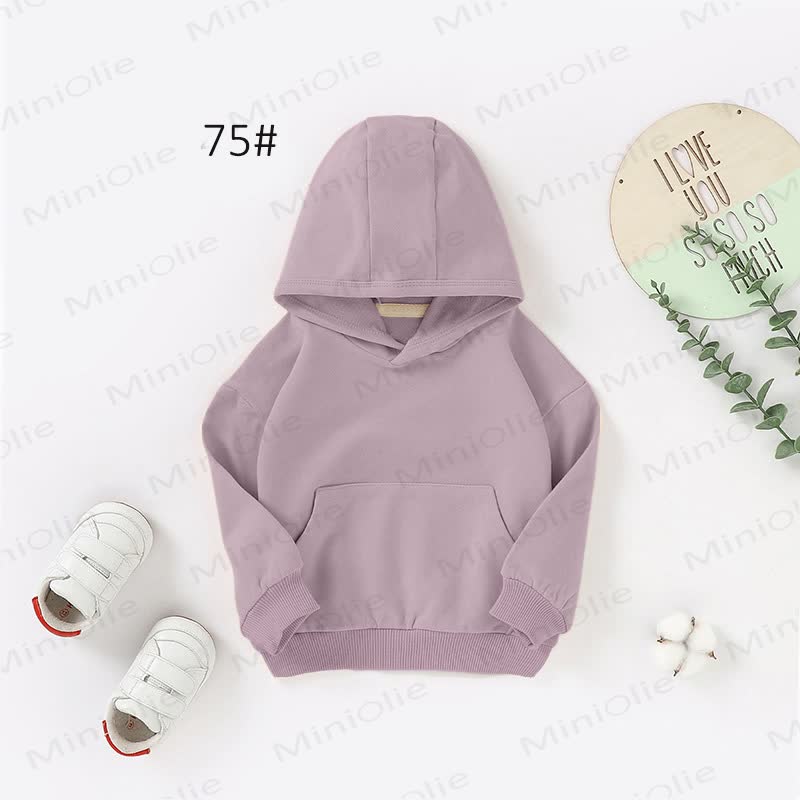 Felpa con cappuccio in cotone tinta unita per neonati e bambini - Viola - 3T - image 11