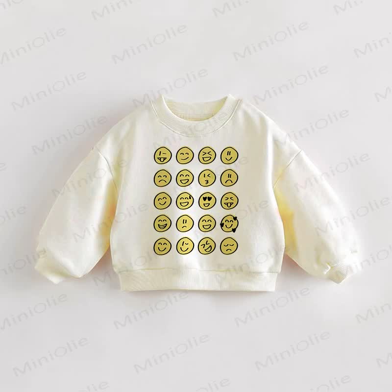 Felpa beige con sorriso per neonati e bambini - Crema - 3-5T - image 1