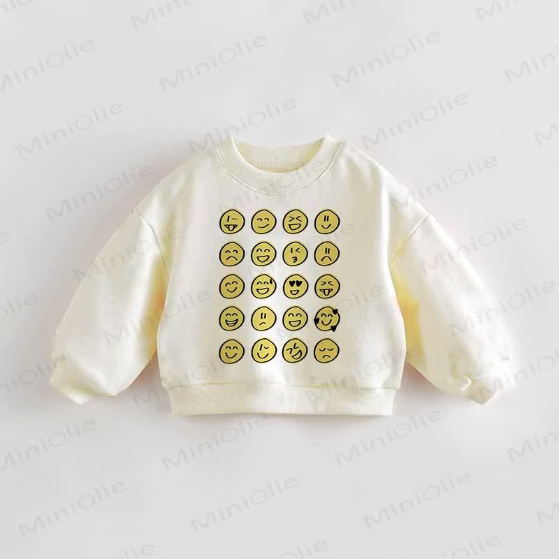 Felpa beige con sorriso per neonati e bambini - Crema - 3-5T - image 1