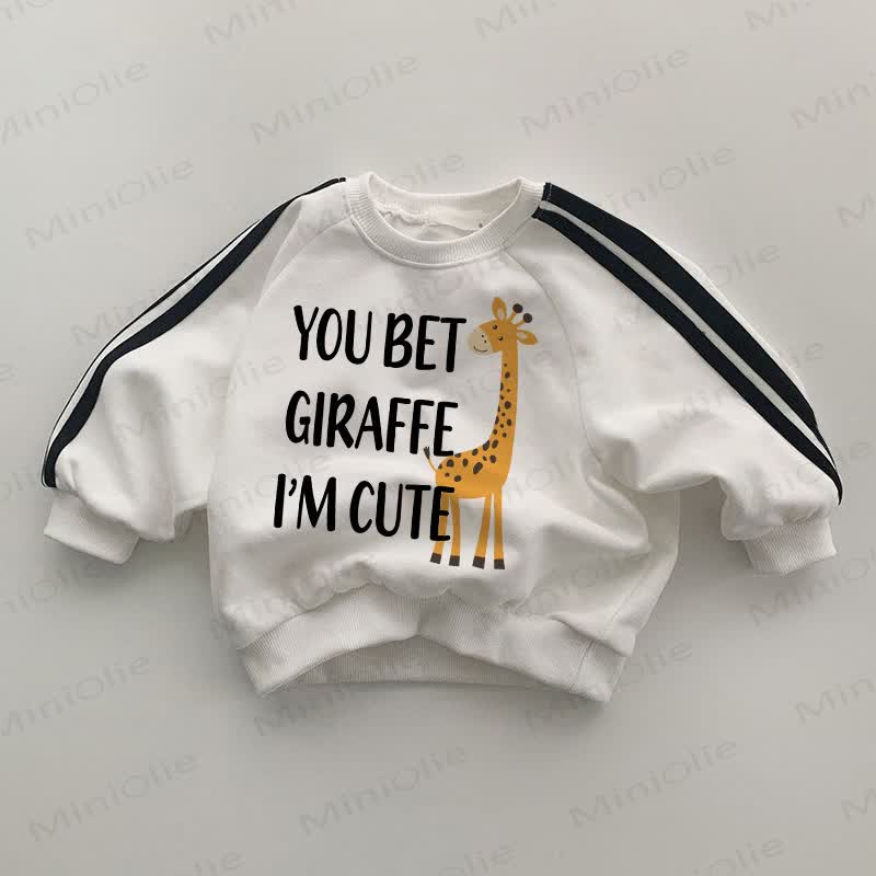 SCOMMETTI GIRAFFA, SONO CARINO Felpa bianca a righe laterali per neonati - Bianco - 2-3T - image 1