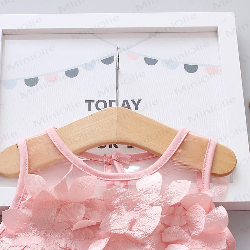 Vestito senza maniche in rete con fiori dolci per bambina - image 7
