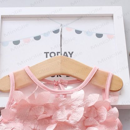 Vestito senza maniche in rete con fiori dolci per bambina - image 7