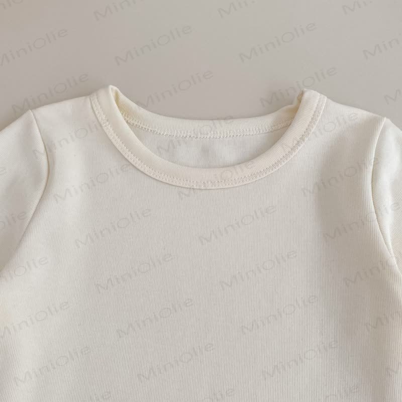 Top in pizzo bianco tinta unita per bambina/pantaloni in denim blu - image 8