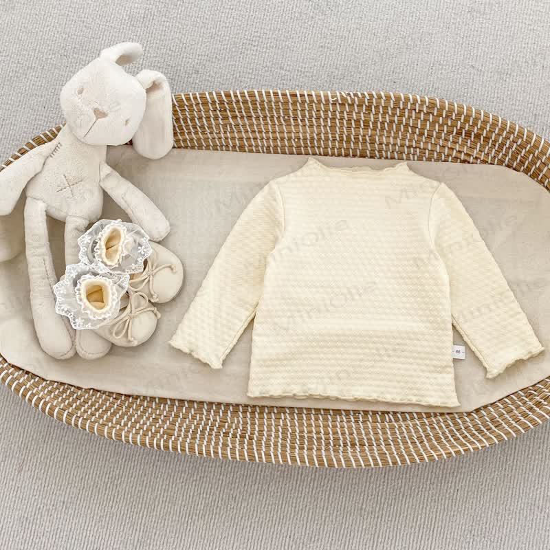 Top in maglia tinta unita/pantaloni con fiocchi per bambina - Top beige - 2-3T - image 5