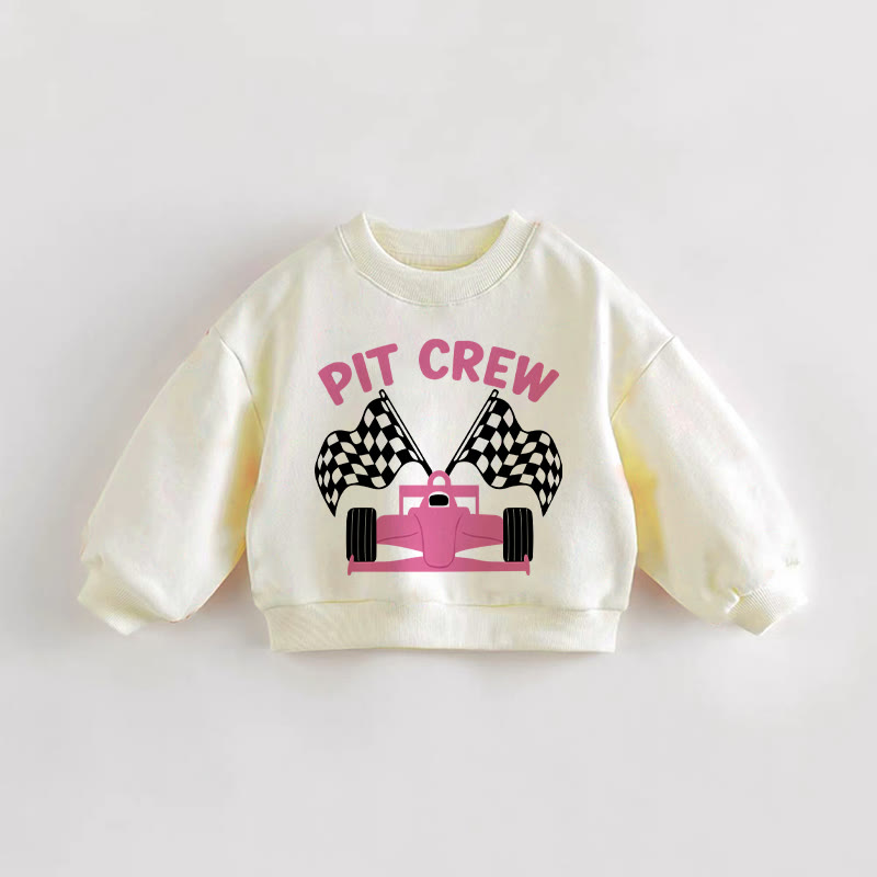 PIT CREW Felpa rosa per bambini con auto da corsa - Crema - 3-5T - image 1