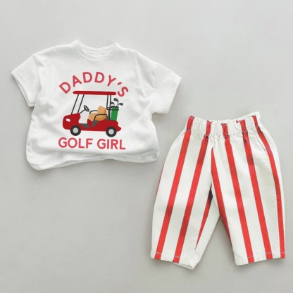 DADDY'S GOLF GIRL Set da 2 pezzi a righe verticali rosse per neonati - Bianco e rosso - 2-3T - image 1