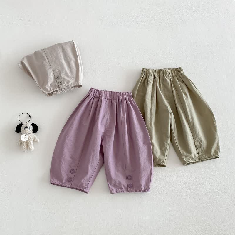 Pantaloni estivi larghi tinta unita per neonati e bambini - image 2