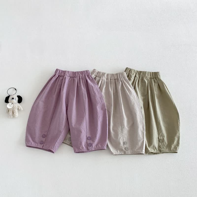 Pantaloni estivi larghi tinta unita per neonati e bambini - image 3