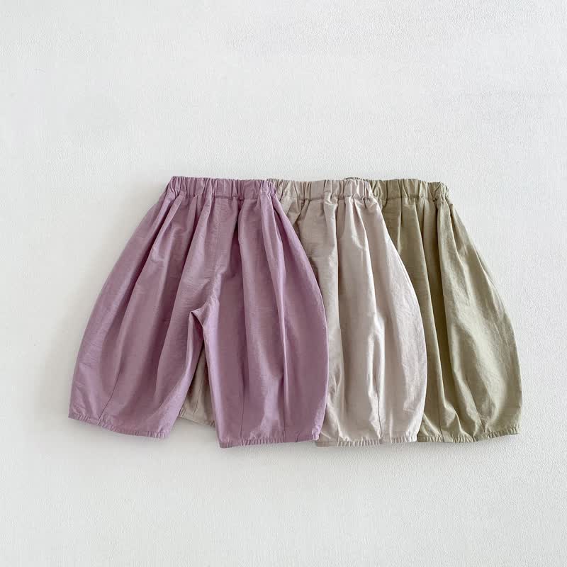 Pantaloni estivi larghi tinta unita per neonati e bambini - image 4