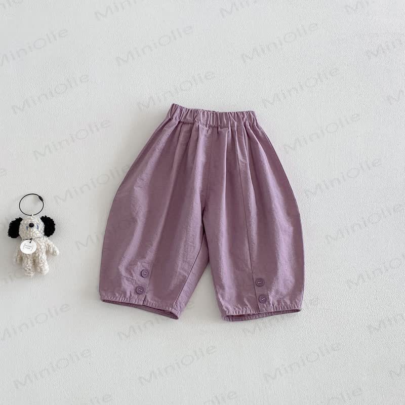 Pantaloni estivi larghi tinta unita per neonati e bambini - Viola - 5-7T - image 5
