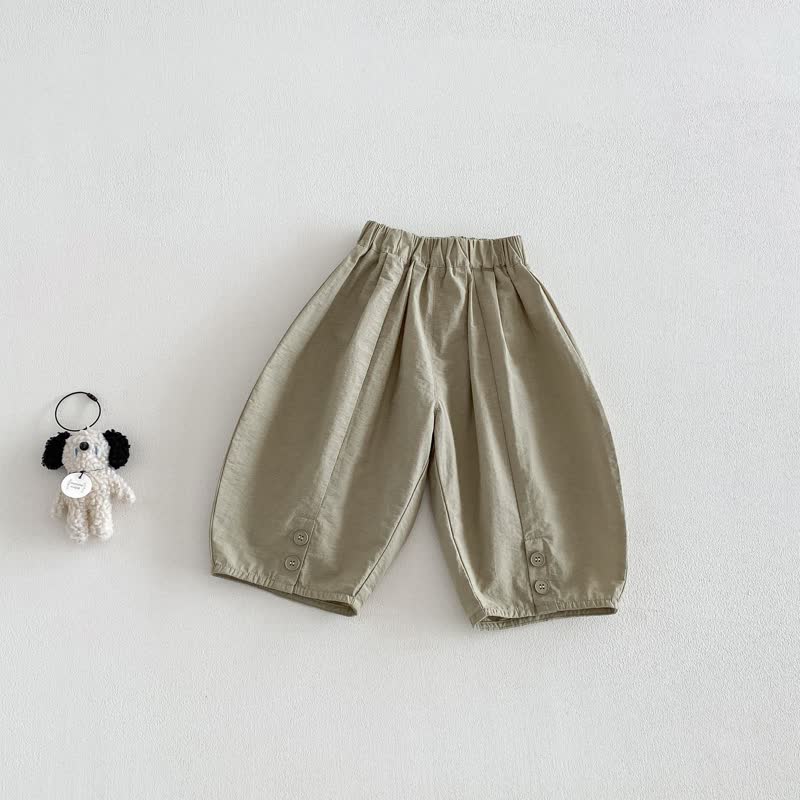 Pantaloni estivi larghi tinta unita per neonati e bambini - Verde - 5-7T - image 6