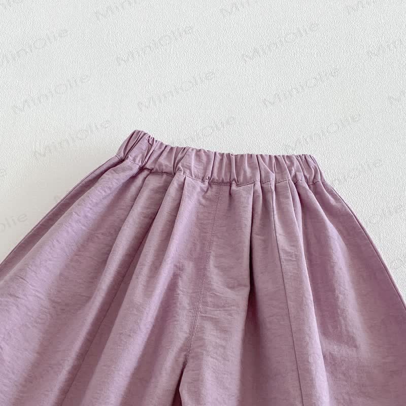 Pantaloni estivi larghi tinta unita per neonati e bambini - image 8