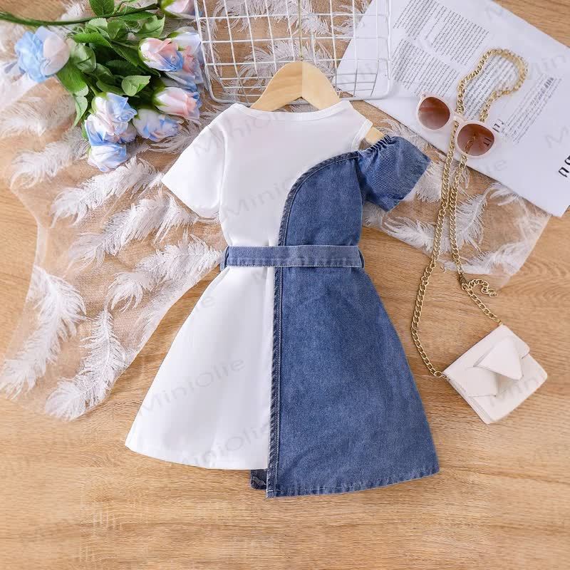 Vestito in denim tinta unita per bambina - image 2