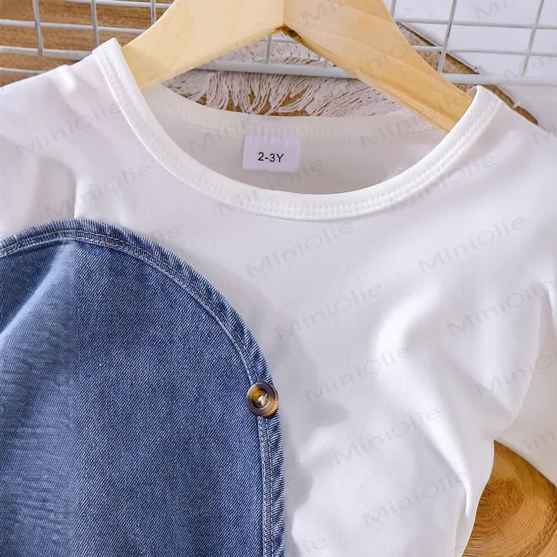 Vestito in denim tinta unita per bambina - image 4