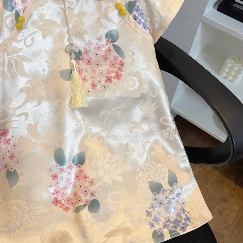 Vestito beige floreale per bambina - image 4