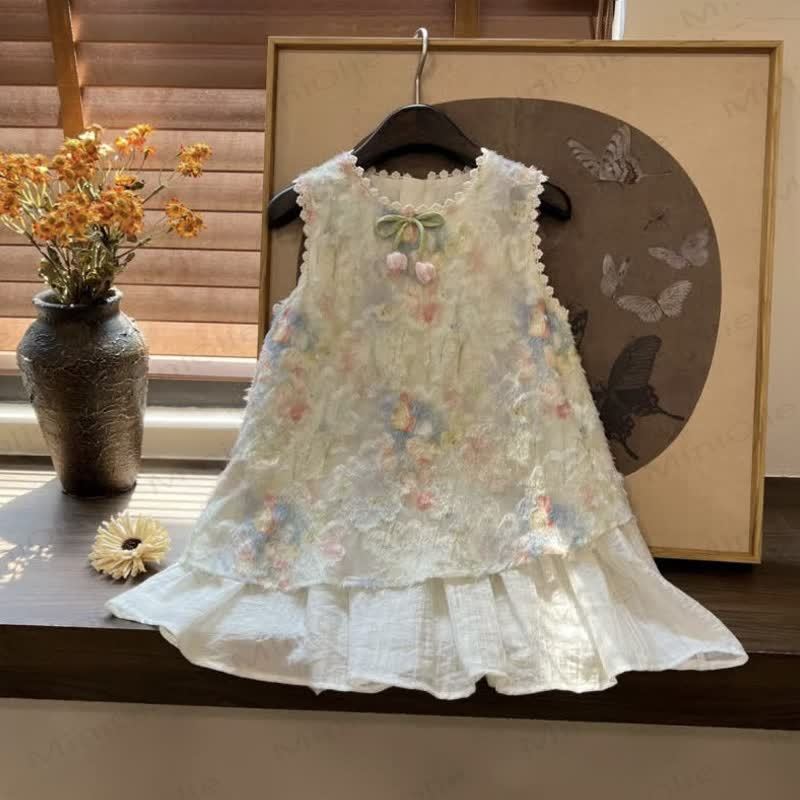 Vestito senza maniche con fiori multicolori per bambina - image 2