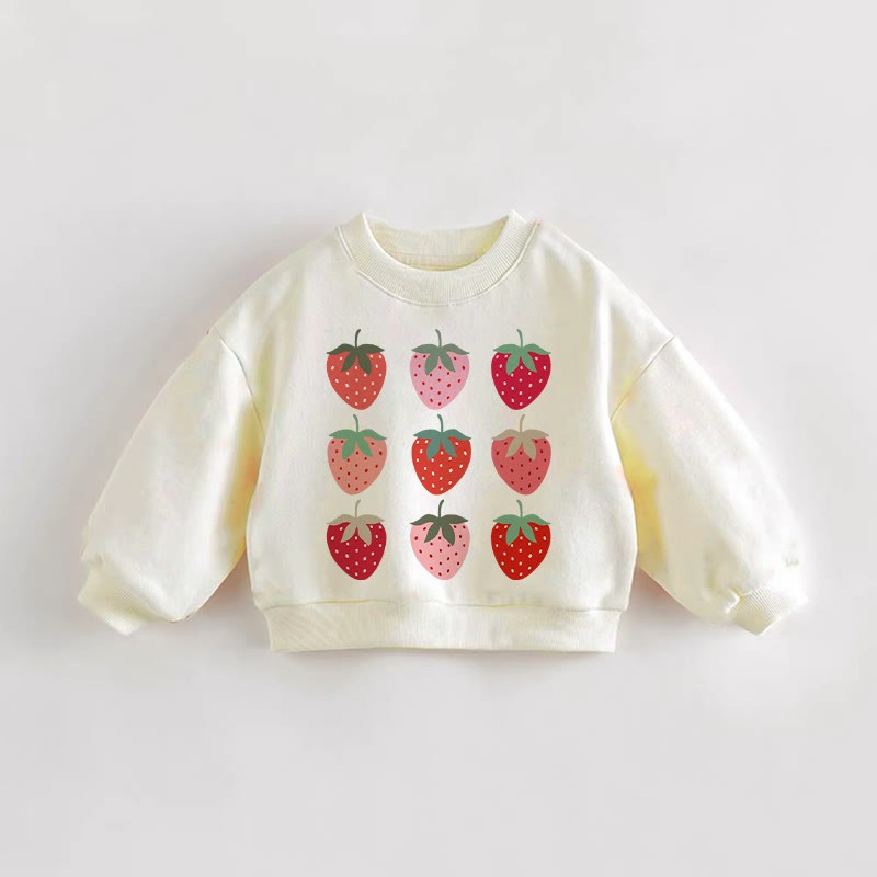 Felpa con stampa di fragole dolci per neonati e bambini - Crema - 3-5T - image 1