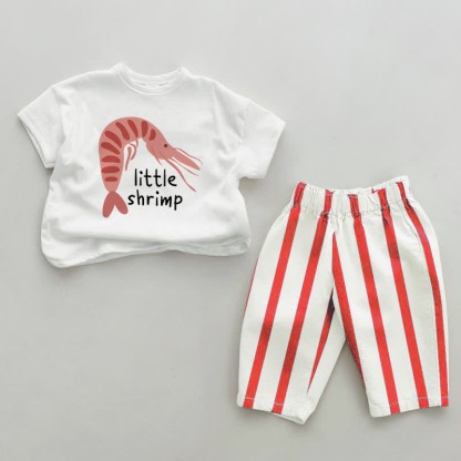 LITTLE SHRIMP Set da 2 pezzi a righe verticali rosse - Bianco e rosso - 2-3T - image 1