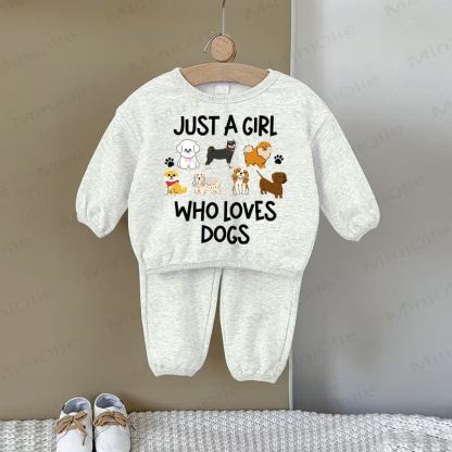 JUST A GIRL WHO LOVES DOGS Felpa grigia per neonati, set da 2 pezzi - Grigio - 2-3T - image 1