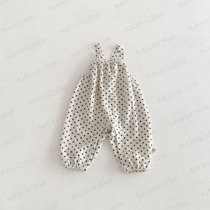 Tuta a pois per bambina/top tinta unita - Salopette a pois bianchi - 2-3T - image 5