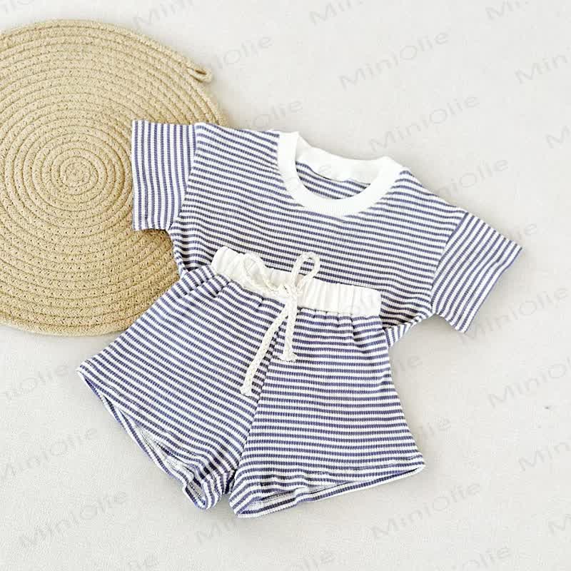 Set da 2 pezzi a righe a nido d'ape per neonato - Viola - 5-7T - image 8