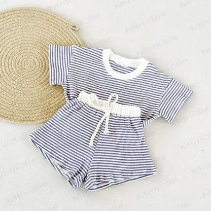 Set da 2 pezzi a righe a nido d'ape per neonato - Viola - 5-7T - image 8
